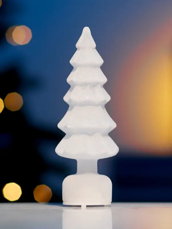 Фигура светодиодная "Елочка бархатная белая", 1 LED, 15х6 см, от бат. 3xAG13, Т/БЕЛЫЙ