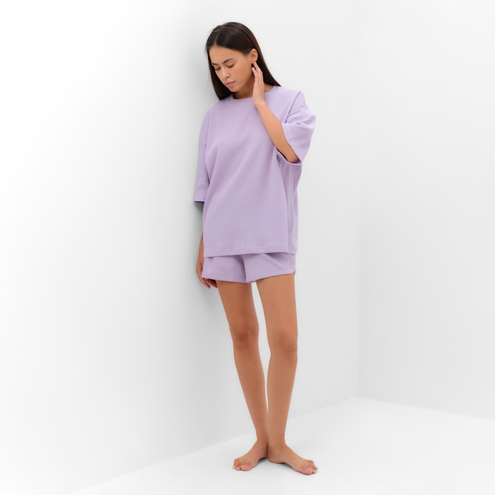Комплект женский (футболка, шорты) KAFTAN Basic line, р. 42, сиреневый