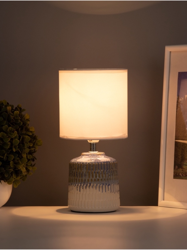 Лампа настольная "Ичиго" 1х40Вт Е14 синий/серый 13х13х25см