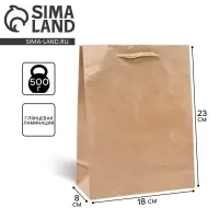 Пакет подарочный ламинированный, упаковка, &laquo;Крафт&raquo;, MS 18 х 23 х 8 см