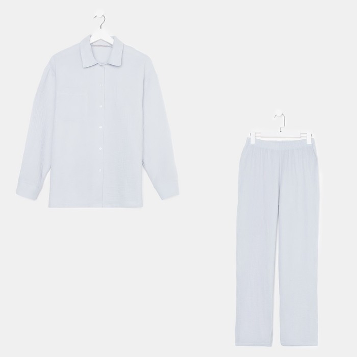 Пижама женская (рубашка и брюки) KAFTAN Пижама женская (рубашка и брюки) KAFTAN "Basic" размер 44-46, цвет серо-голубой