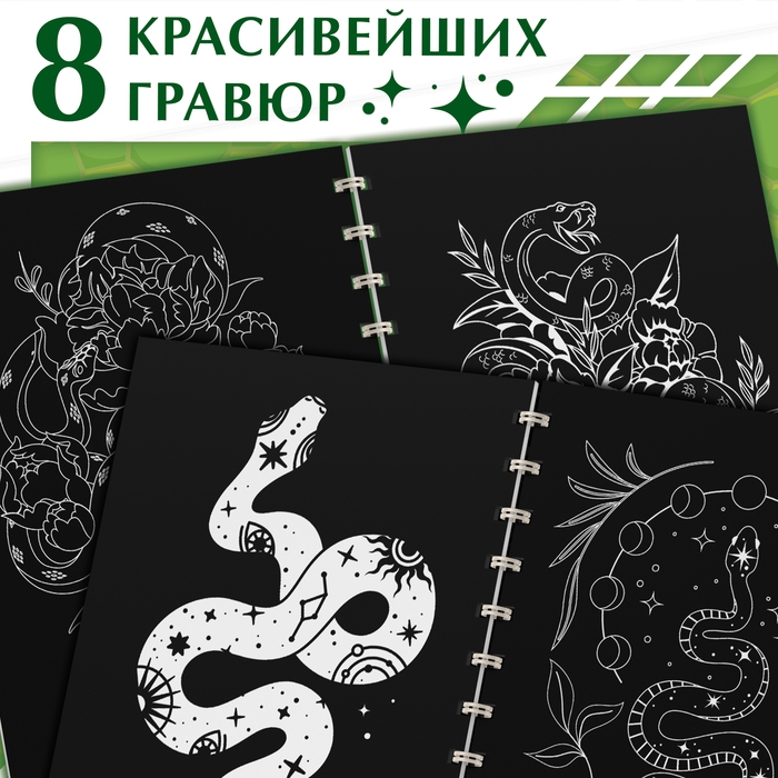 Книга «Гравюры. Змеи», 8 картинок, со штихелем Книга «Гравюры. Змеи», 8 картинок, со штихелем