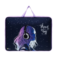 Папка для чертежей и рисунков А3, 470 х 350 х 75 мм, с ручками, текстильная, ПМД 3-20-4 "Девочка в наушниках" 71720 Папка для чертежей и рисунков А3, 470 х 350 х 75 мм, с ручками, текстильная, ПМД 3-20-4 "Девочка в наушниках" 71720