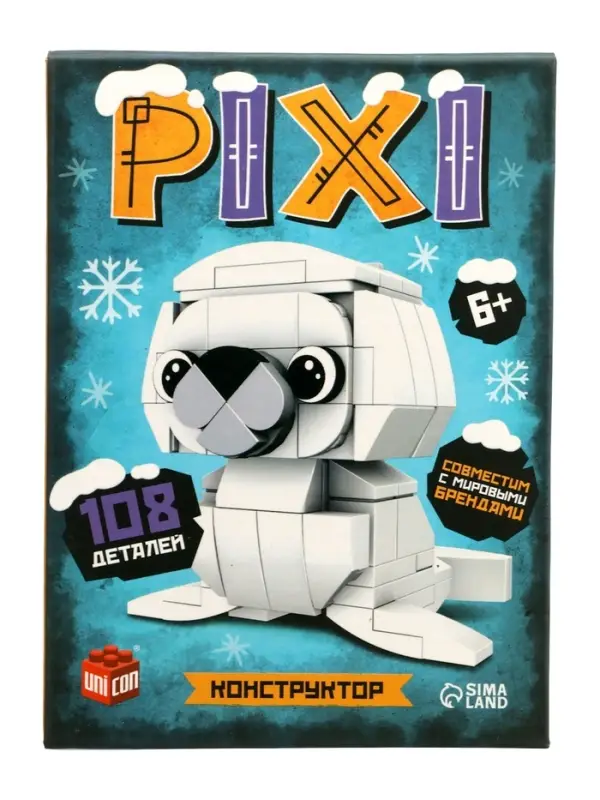UNICON Конструктор "Pixi", тюлень, 108 деталей