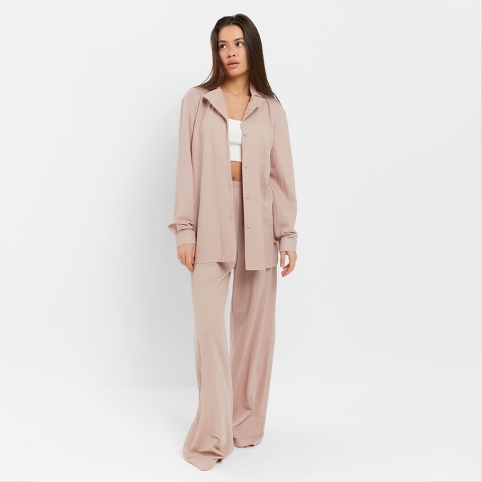 Комплект женский (рубашка, брюки, топ) KAFTAN Комплект женский (рубашка, брюки, топ) KAFTAN "Base" р. 42, пудровый