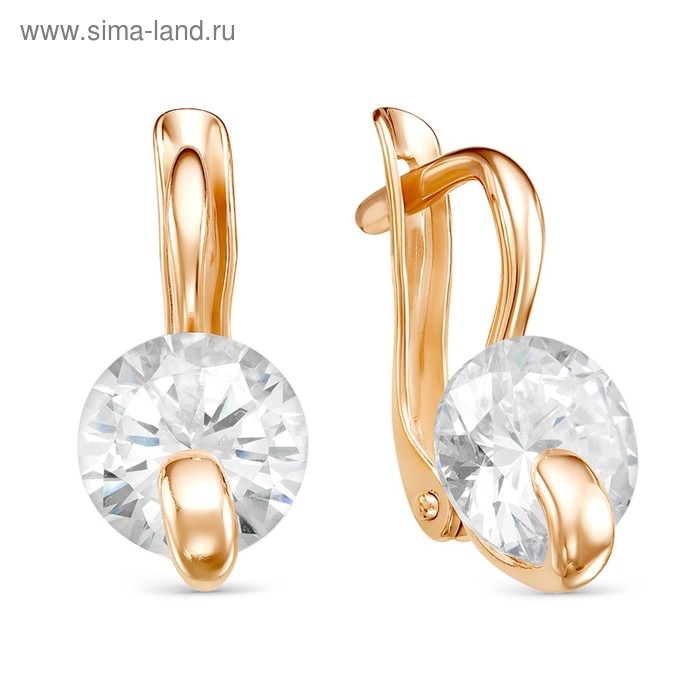 Серьги &laquo;Вальс&raquo; розовое золочение, цвет белый