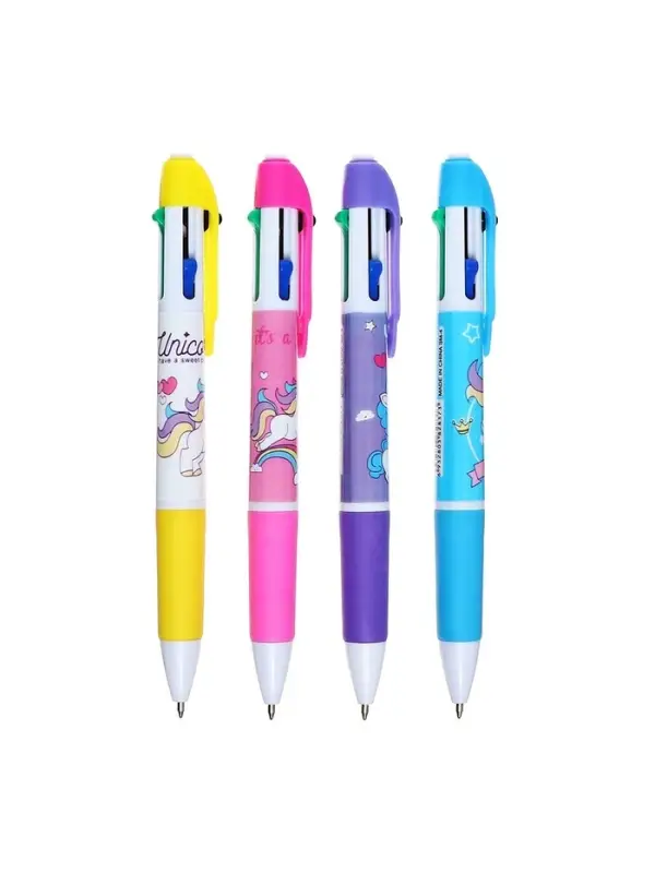 Ручка шариковая многоцветная Calligrata, автоматическая, 4 цвета, с рисунком, МИКС