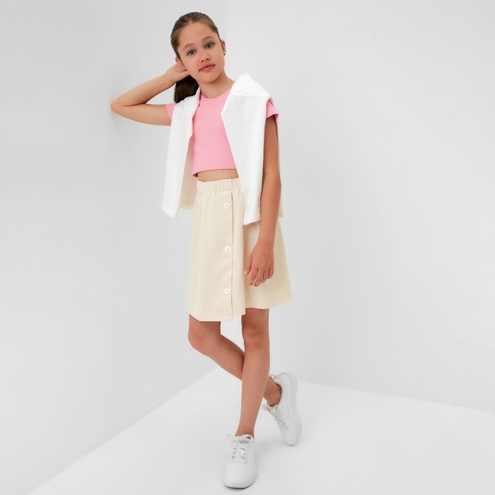 Юбка для девочки MINAKU, цвет бежевый, рост 134 см Юбка для девочки MINAKU, цвет бежевый, рост 134 см