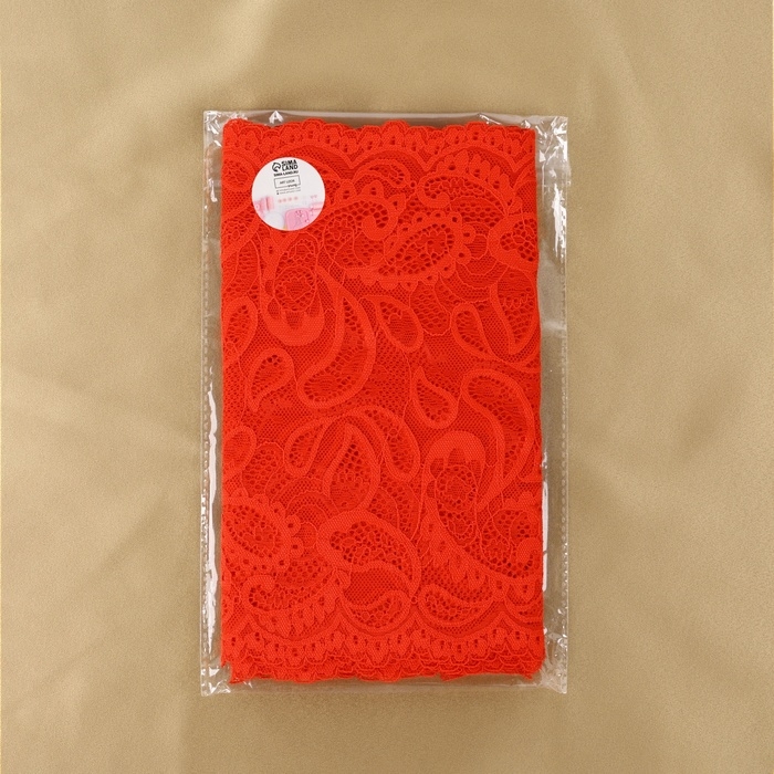 Кружевная эластичная ткань, 230 мм &times; 2,7 &plusmn; 0,5 м, цвет красный