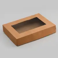 Коробка складная, с окном, крафт, 28&times;20&times;5 см