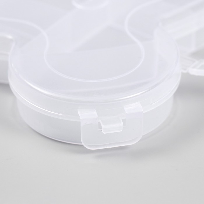 Шкатулка пластик для мелочей "Сумочка мишка" прозрачная 11 отделений 18,8х15х1,8 см