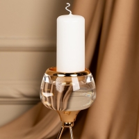 Подсвечник металл, стекло на 1 свечу &laquo;Изысканность&raquo; цвет золото 9.5 х 9.5 х 22.5 см