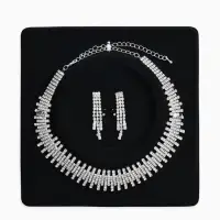 Набор 2 предмета: серьги, колье со стразами &laquo;Лёд. Клавиши&raquo;, d=13.5 см, белый в серебре