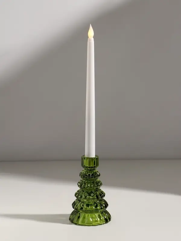 Подсвечник стекло "Ёлочка" зелёный d=2 см 8,5х8,5х13,5 см