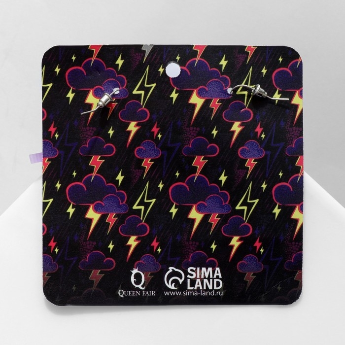 Серьги акрил &laquo;Облачко&raquo; с молниями, цветные в серебре