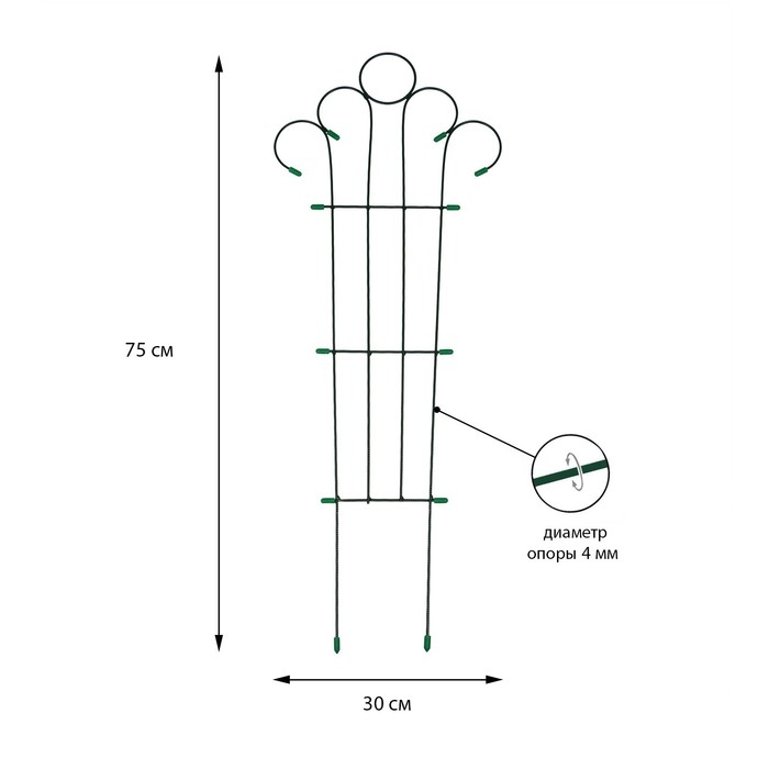 Шпалера, 75 &times; 30 &times; 0,4 см, металл, зелёная, &laquo;Мини-декор&raquo;