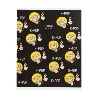 Тетрадь 48 листов в клетку, Calligrata, K-POP, обложка мелованный картон, МИКС
