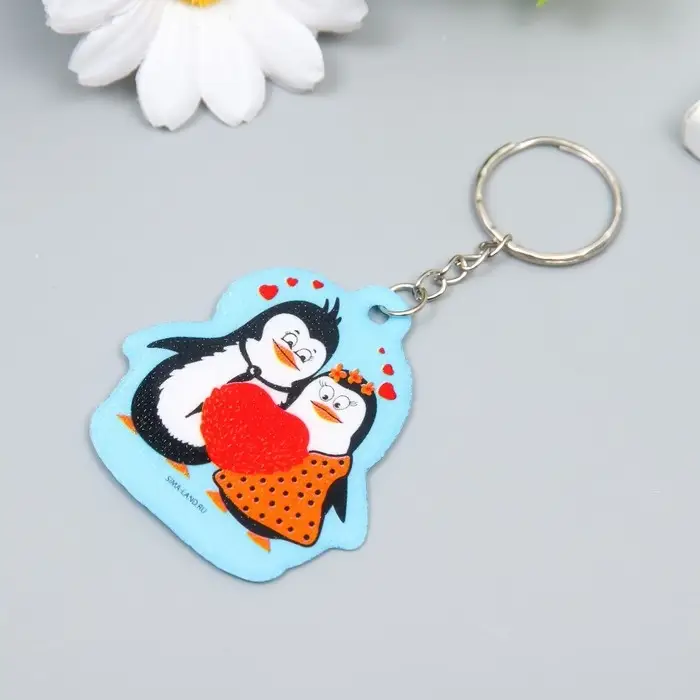 Брелок для ключей на кольце &laquo;Парочка влюблённых пингвинов&raquo;, EVA, 5&times;5.5 см