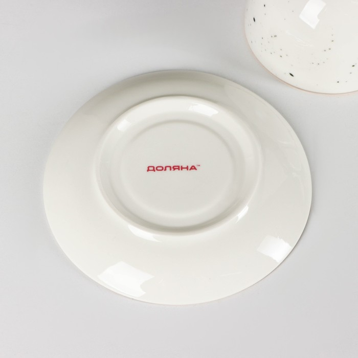 Чайная пара фарфоровая Доляна &laquo;Млечный путь&raquo;, 2 предмета: чашка 220 мл, блюдце d=13,5 см, цвет белый в крапинку