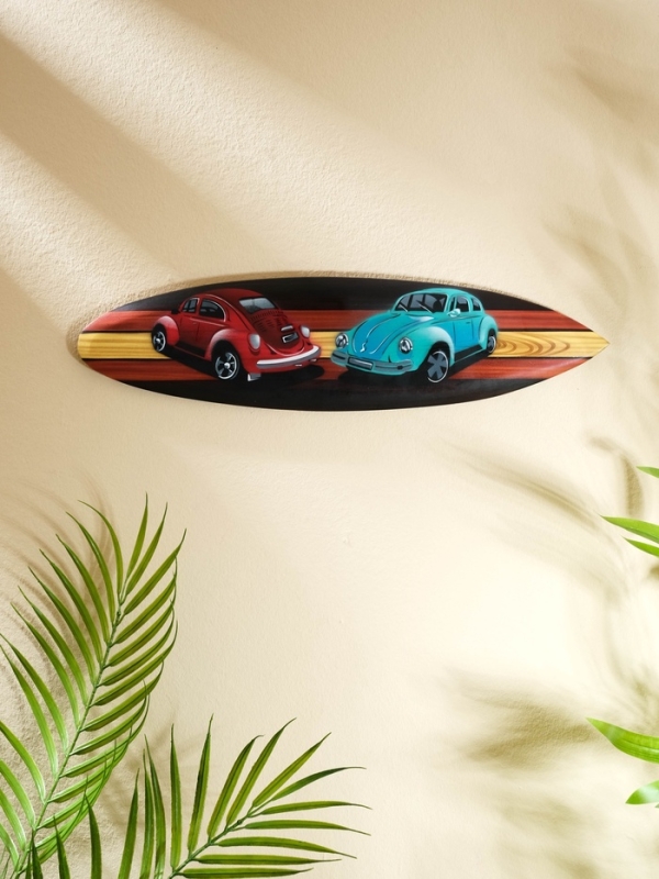 Панно "Доска для сёрфа "Два жука" дерево 40х11 см