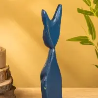 Сувенир интерьерный "Кошачья семья" (набор 3 шт: 30,25 и 20 см) дерево, цв. синий