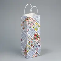 Пакет подарочный под бутылку, упаковка, &laquo;Праздничный&raquo;, белый крафт, 13 х 36 х 10 см