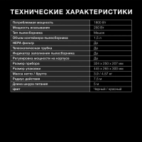 Пылесос HYV-B1570 1.5 1800Вт