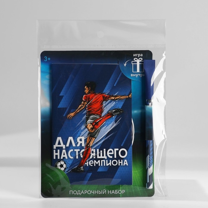 Подарочный набор блокнот с раскраской А6 и ручка &laquo;Для настоящего чемпиона&raquo;