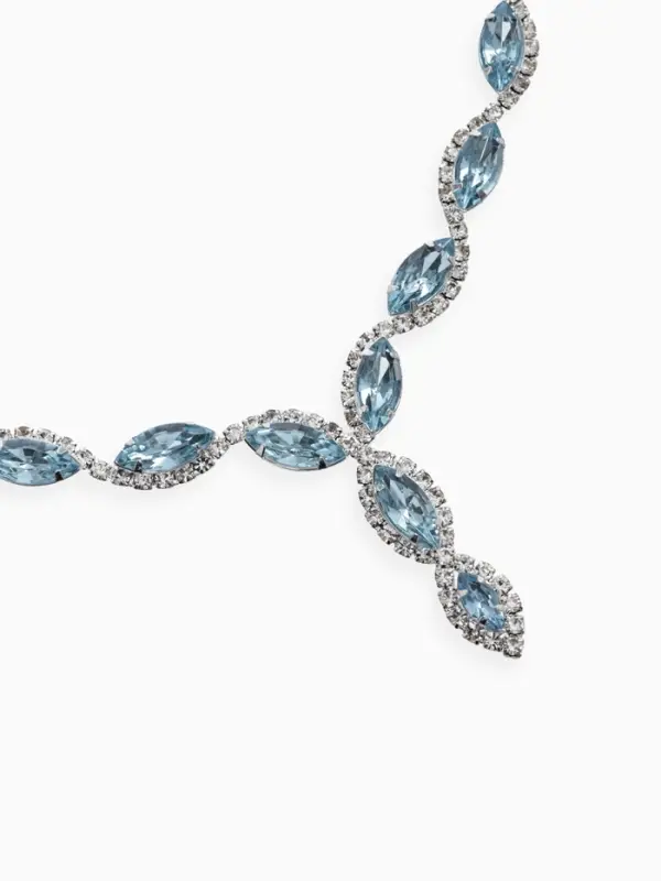 Набор 2 предмета: серьги, колье &laquo;Вечерний шик. Лепестки&raquo;, бело-небесно-голубой в серебре