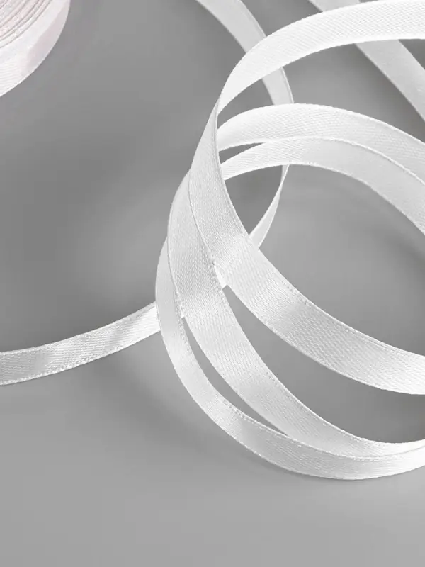 Лента атласная, 10 мм &times; 23 &plusmn;1 м, белая №01