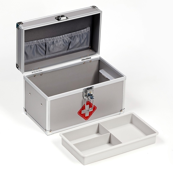 Аптечка для хранения лекарств, металлическая, 24 х 13 х 3.5 см