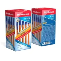 Ручка шариковая ErichKrause. R-301 Matic Orange, автоматическая, синий стержень, узел 0.7 мм