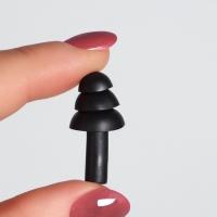 Беруши, 3&times;1.3 см, в футляре, набор - 2 пары, силиконовые, чёрный/серый