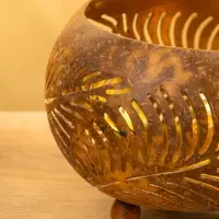 Подсвечник из кокоса, 15&times;15&times;13 см, коричневый