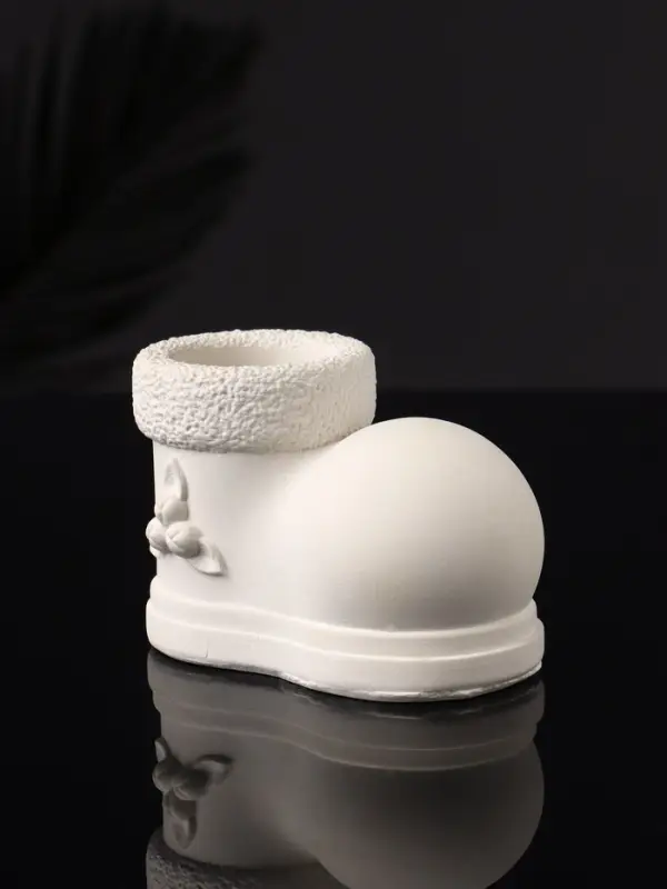 Подсвечник "Валенок" 10х7х6 см, натуральный, гипс