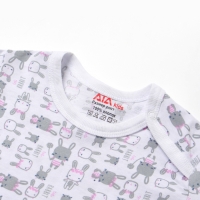 Футболка детская на кнопках "Зайки", цвет белый/розовый, рост 68