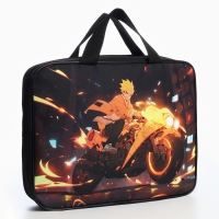 Папка для труда А4 на молнии текстиль 70мм 350 х 270 мал &laquo;1 сентября: Аниме мото&raquo;