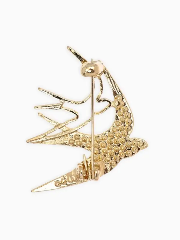 Брошь "Ласточки", цвет белый в золоте