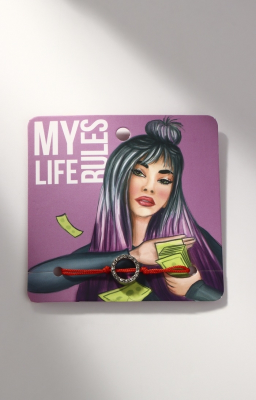 Браслет-оберег &laquo;Красная нить&raquo; Your daily life круг со стразами, цвет белый в серебре, 7 см