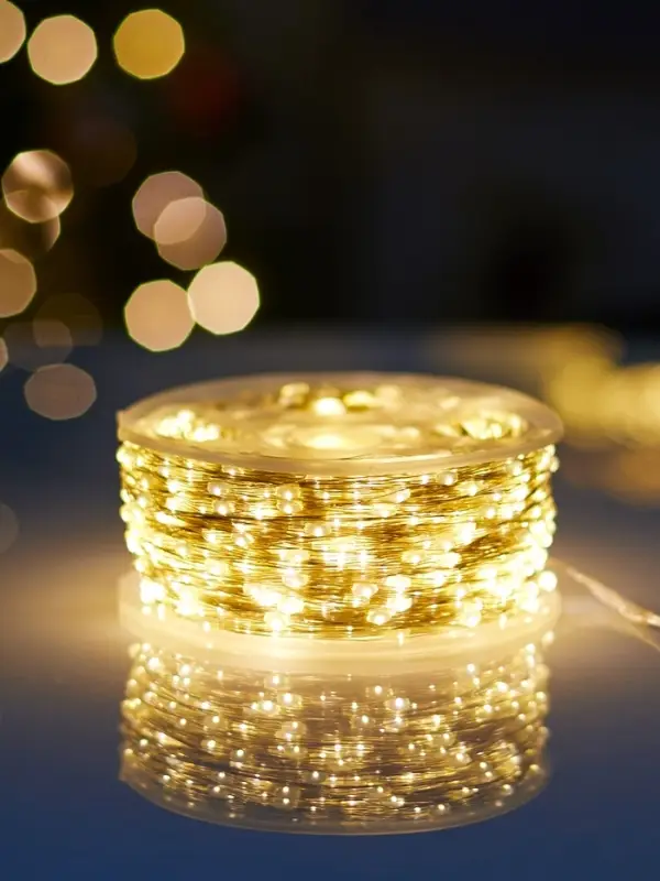 Гирлянда &laquo;Нить&raquo; 200 м роса, IP44, серебристая нить. 2000 LED, пульт, 36 В, свечение тёплое белое