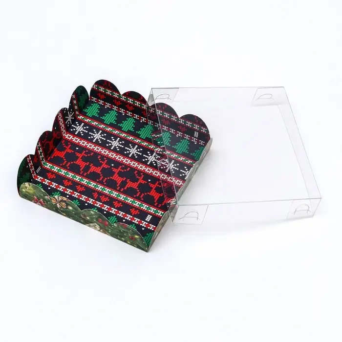 Коробка для печенья, кондитерская новогодняя упаковка, &laquo;Елочные украшения&raquo;, 12&times;12&times;3 см