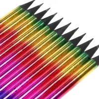Карандаш чернографитный, НВ, заточенный, корпус радуга, голография, со стразой