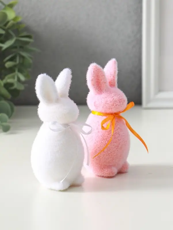 Декор пасхальный "Два кролика с бантиками" набор 2 шт 4х4,5х10,5 см