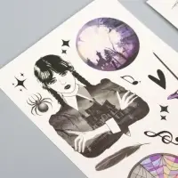 Переводные татуировки детские на хэллоуин &laquo;Мрачная история&raquo;, 2 листа, тату &mdash; 23 шт.