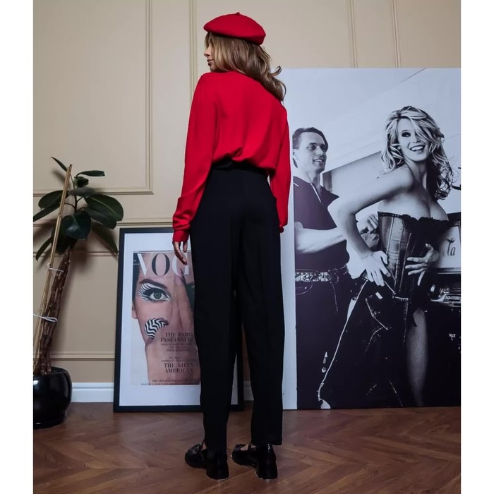 Брюки женские, цвет чёрный, размер L (46)