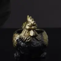 Кашпо "Курица" 10х9х6 см, черный с позолотой