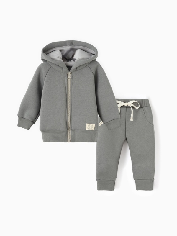 Костюм (толстовка и брюки) Крошка Я, BASIC LINE, рост 86-92 см, цвет серый