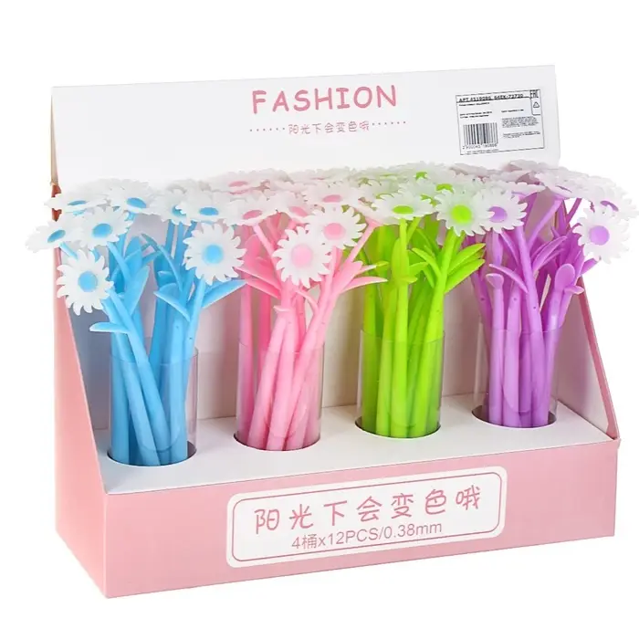 Ручка гелевая &laquo;Ромашки&raquo;, прикол, меняет цвет при ультрафиолете, МИКС