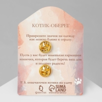 Значок-оберег &laquo;Лунный кот&raquo;, цвет чёрный в золоте