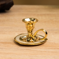 Подсвечник на 1 свечу с блюдцем, латунь 6,5х6,5х4 см
